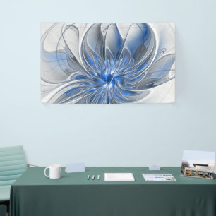 Banderoles Aquarelle gris bleu Abstrait Fractal Art Flower