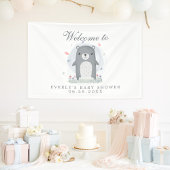 Banderoles Aquarelle Gris Ours Baby shower garçon