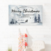 Banderoles Aquarelle hiver Bois Joyeux Noël (En situation)