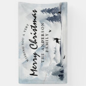 Banderoles Aquarelle hiver Bois Joyeux Noël (Vertical)