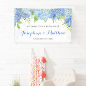 Banderoles Aquarelle Hydrangea Blue Floral Mariage (En situation)