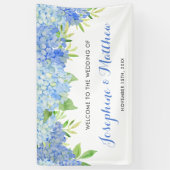 Banderoles Aquarelle Hydrangea Blue Floral Mariage (Vertical)