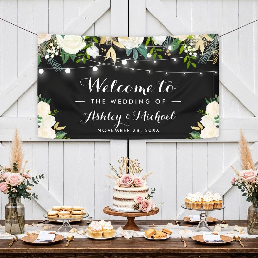 Banderoles Aquarelle ivoire Floral String Mariage