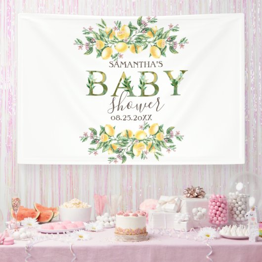 Banderoles Aquarelle Lemons Baby shower de fleurs botaniques (Fête)