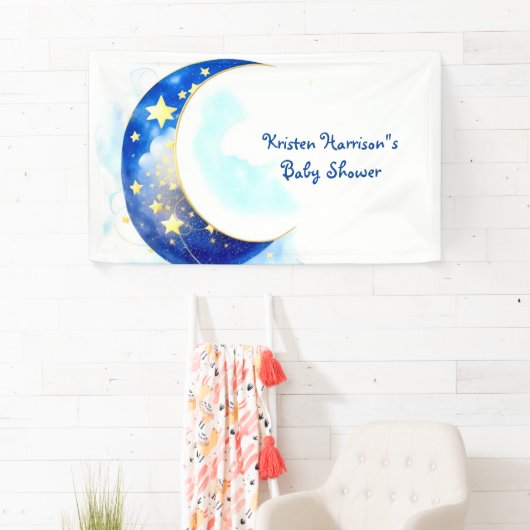 Banderoles Aquarelle Lune et Baby shower étoiles (En situation)