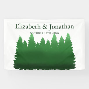 Banderoles Aquarelle Mariage des pins de bois
