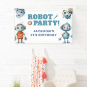 Banderoles Aquarelle mignonne Robot Anniversaire (En situation)