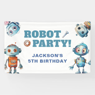 Banderoles Aquarelle mignonne Robot Anniversaire