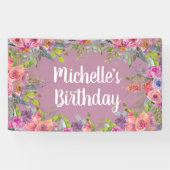 Banderoles Aquarelle mignonne rose violet couleur florale Ann (Horizontal)