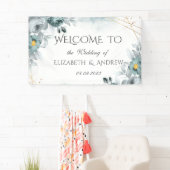 Banderoles Aquarelle Mint Roses verts (En situation)