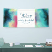 Banderoles Aquarelle moderne Green & Red Space Nebula (Salon professionnel)