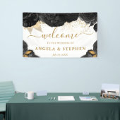 Banderoles Aquarelle noir et or Fleurs Mariage (Salon professionnel)