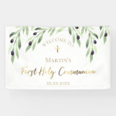 Banderoles aquarelle oliveraie première communion sainte (Horizontal)