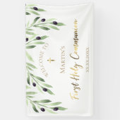 Banderoles aquarelle oliveraie première communion sainte (Vertical)