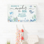 Banderoles Aquarelle One der La mer 1er anniversaire Bienvenu (En situation)