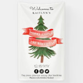 Banderoles Aquarelle Pine Arbre Joyeux Petit Anniversaire (Vertical)