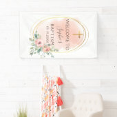 Banderoles Aquarelle Pink And Gold Baptising Bienvenue (En situation)