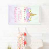 Banderoles Aquarelle Rainbow Unicorn Anniversaire (En situation)