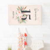 Banderoles Aquarelle rose âge floral élégant anniversaire (En situation)