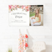 Banderoles Aquarelle rose Calligraphie florale Graduation (En situation)