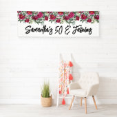 Banderoles Aquarelle rose chaud Peonies 50 & Fabulous Long (En situation)