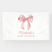 Banderoles Aquarelle rose Coquette Bow Baby shower minimal (Horizontal)