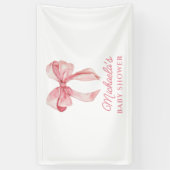 Banderoles Aquarelle rose Coquette Bow Baby shower minimal (Vertical)