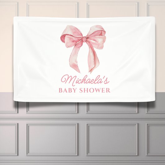 Banderoles Aquarelle rose Coquette Bow Baby shower minimal