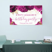 Banderoles Aquarelle rose et or Fleurs Anniversaire (Salon professionnel)