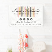 Banderoles Aquarelle rose et or Rose bleu (En situation)