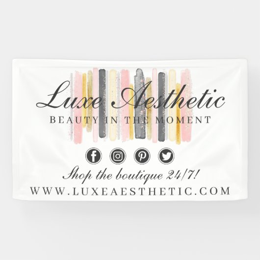 Banderoles Aquarelle rose et or Rose bleu (Horizontal)