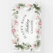 Banderoles Aquarelle rose féminine 80e anniversaire (Vertical)