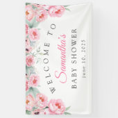 Banderoles Aquarelle rose Fleurs, Baby shower, Accueil (Vertical)