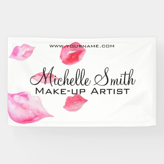 Banderoles Aquarelle rose lèvres maquillage marque (Horizontal)