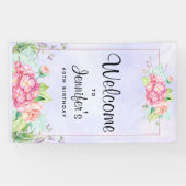 Banderoles Aquarelle rose moderne Cadre Floral Anniversaire (Horizontal)