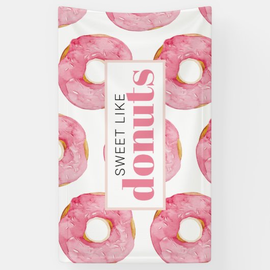 Banderoles Aquarelle rose moderne douce comme les beignets Ci (Vertical)