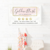 Banderoles Aquarelle rose pâle & Or moderne Géométrique Chic (En situation)