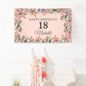 Banderoles Aquarelle rose Turquoise Floral 18e Anniversaire B (En situation)