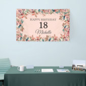 Banderoles Aquarelle rose Turquoise Floral 18e Anniversaire B (Salon professionnel)