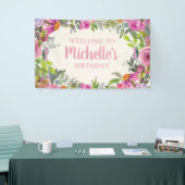 Banderoles Aquarelle rose violet Fleur sauvage Anniversaire B (Salon professionnel)