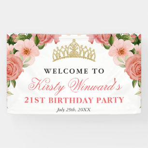 Banderoles Aquarelle Roses Roses Fête d'anniversaire de bienv