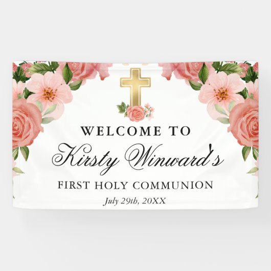 Banderoles Aquarelle Roses Roses Roses Roses Rose Première Co (Horizontal)