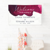 Banderoles Aquarelle rouge bordeaux foncé vin d'encre rouge a (En situation)