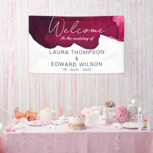 Banderoles Aquarelle rouge bordeaux foncé vin d'encre rouge a