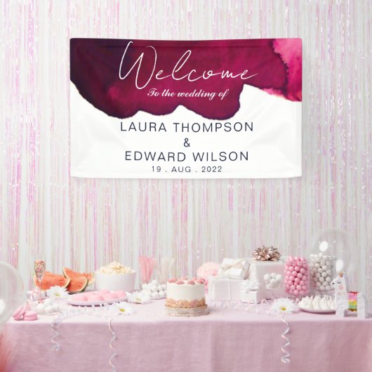 Banderoles Aquarelle rouge bordeaux foncé vin d'encre rouge a (Fête)