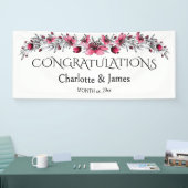 Banderoles Aquarelle rouge fleurs, Mariage (Salon professionnel)