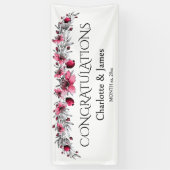 Banderoles Aquarelle rouge fleurs, Mariage (Vertical)