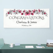 Banderoles Aquarelle rouge fleurs, Mariage (Salon professionnel)