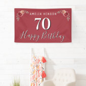 Banderoles Aquarelle rouge Floral 70e anniversaire (En situation)