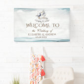 Banderoles Aquarelle Seagulls Beach Wedding (En situation)